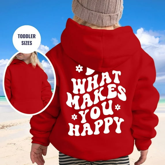 Toddler Hoodie Long Sleeve Pullover Comfy Sweatshirt with Pocket Graphic Letter Printed Workwear Hoodie Girls' Fashion 5-6 Years Kids Red Hoodie