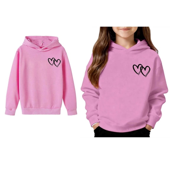 Toddler Hoodie for Kids Valentine Sweatshirt Long Sleeve Casual Heart Sweatshirts Crewneck Pullover Size 2-3 Years Girls Clothes