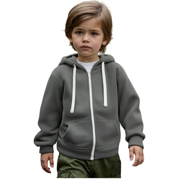 Toddler Hoodies Boys Kids Gray Zip Up Hooded Long Sleeve Casual Basic Pullover Sweatshirt Hoodie Winter Clothes Toddler Boy Clothes 3-4 Years Kids Clothes