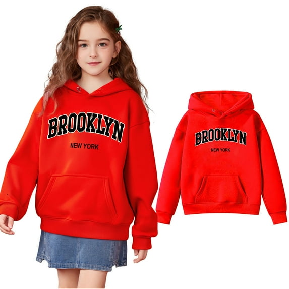Toddler Hoodies Brooklyn Letter Print Hoodie Long Sleeve Pullover Hoodie Sweatshirt Winter Clothes Toddler Boy Clothes 3-4 Years Girls Clothing