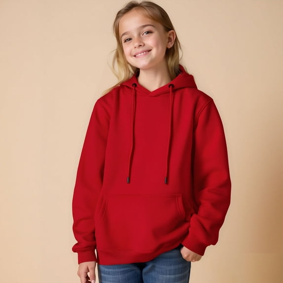 Toddler Hoodies Kids Red Hoodie Casual Long Sleeve Hoodie Sweatershirt Pullover Warm Fall Winter Clothes Girls Clothes 2-3 Years Cute Boy Girl Clothing