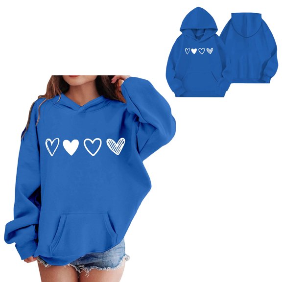 Toddler Hoodies Valentine Sweatshirt Long Sleeve Heart Sweatshirts Crewneck Sweatshirt Pullover Cute Hoodies for Girls 1-2 Years