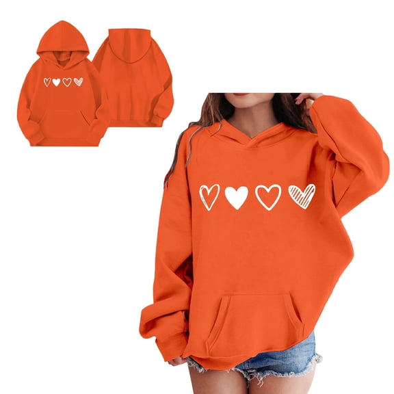 Toddler Hoodies Valentines Sweatshirt Long Sleeve Heart Sweatshirt Crewneck Pullover Sweatshirt Clothes for 1-2 Years Old Girls