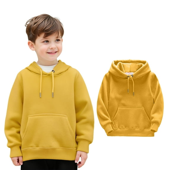 Toddler Hoodies for Boys Girls Long Sleeve Pullover Hoodies Top Yellow Hooded Fall Winter Clothes Girls Clothes 3T