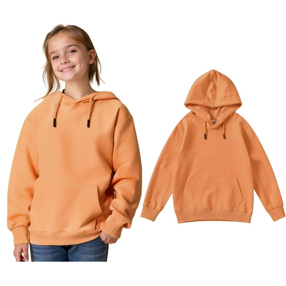 Toddler Hoodies for Girls Kids Orange Hooded Long Sleeve Pullover Hoodie Sweatshirt Fall Clothes Little Girls Clothes Size 2-3 Years