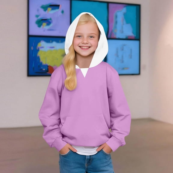 Toddler Hoodies for Girls Purple Hooded Casual Long Sleeve Sweatshirts Fall Clothes Girls Sweatshirts Size 2-3 Years