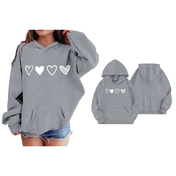 Toddler Hoodies for Girls Valentines Sweatshirt Long Sleeve Casual Heart Sweatshirts Crewneck Sweatshirt Pullover Size 1-2 Years Girls Clothes