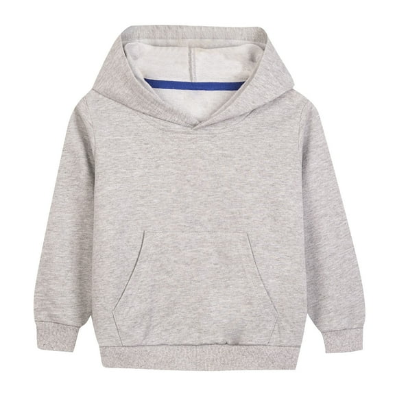 Toddler Hoodies with Pocket - Unisex Kids Boys Girls Solid Long Sleeve Fleece Pullover Hooded Sweatshirts Tops New, Gray, 11-12T