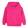 thumbnail image 1 of Toddler Hoodies with Pocket - Unisex Kids Boys Girls Solid Long Sleeve Fleece Pullover Hooded Sweatshirts Tops New, Pinky, 4-5T, 1 of 5