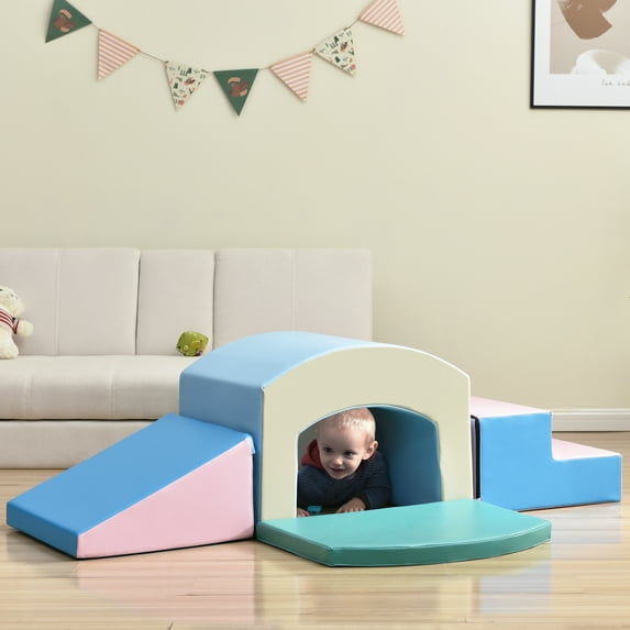 Toddler Indoor Climb and Crawl Activity Playset, Foam Block Activity Play Structures for Kid Development, Play Gym Climbing Blocks, Foam Climbing Blocks for Toddlers 1-3