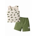 thumbnail image 1 of Toddler Infant Baby Boy Clothes Set Dinosaur Sleeveless Shirt Shorts Summer Outfits Green 18-24 Months, 1 of 6