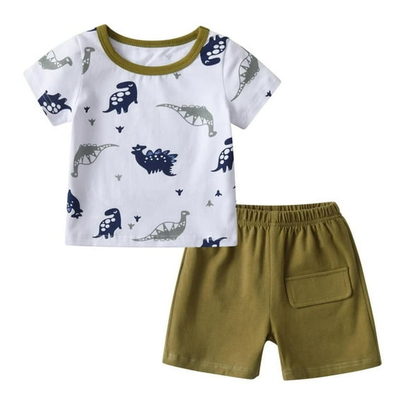 Toddler Infant Baby Boy Clothes Set Short Sleeve Shirt Shorts Summer Outfits (18-24 Months, White)
