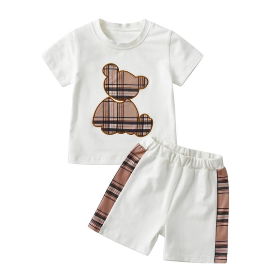 Toddler Infant Baby Boy Clothes Summer Animal Style Short Sleeve T-Shirt and Shorts Outfits Sets White 0-3 Months