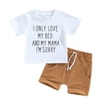 thumbnail image 1 of Toddler Infant Baby Boy Summer Shorts 6M 12M 18M 24M 3Y Letter Print Short Sleeve T-Shirt Top and Casual Shorts Outfit Clothes, 1 of 10
