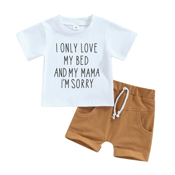 Toddler Infant Baby Boy Summer Shorts 6M 12M 18M 24M 3Y Letter Print Short Sleeve T-Shirt Top and Casual Shorts Outfit Clothes