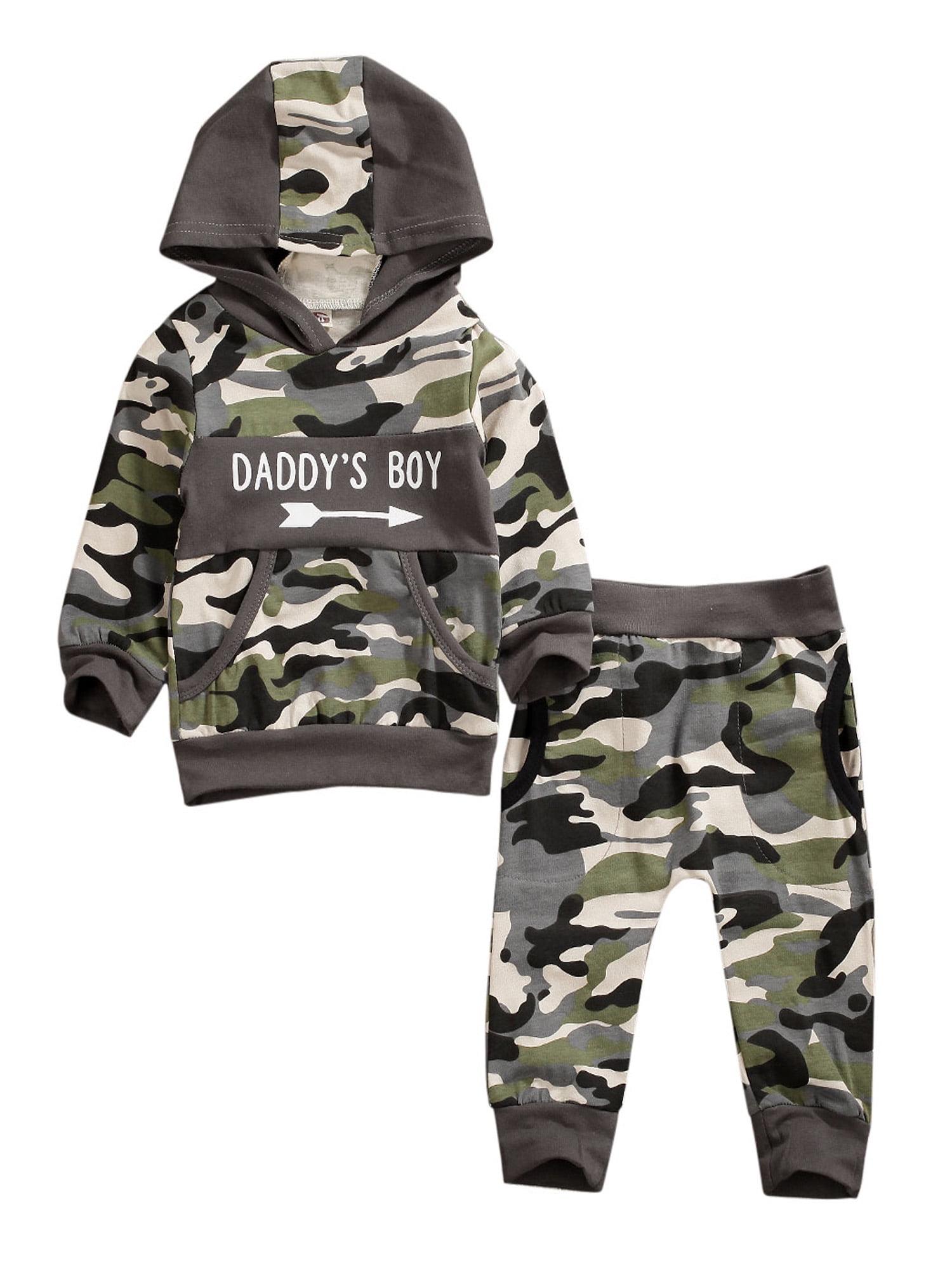 Toddler Infant Baby Boys Camouflage Clothes Daddy's Boy Letter Printed Hoodie Sweatshirt Tops