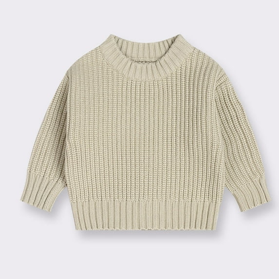 Toddler Baby Girl Boy Knit Sweater Round Neck Long Sleeve Solid Pullover Sweatshirt Oversized Pullover Toddler Winter Clothes for Toddler Baby Boys Girls Size 2-3