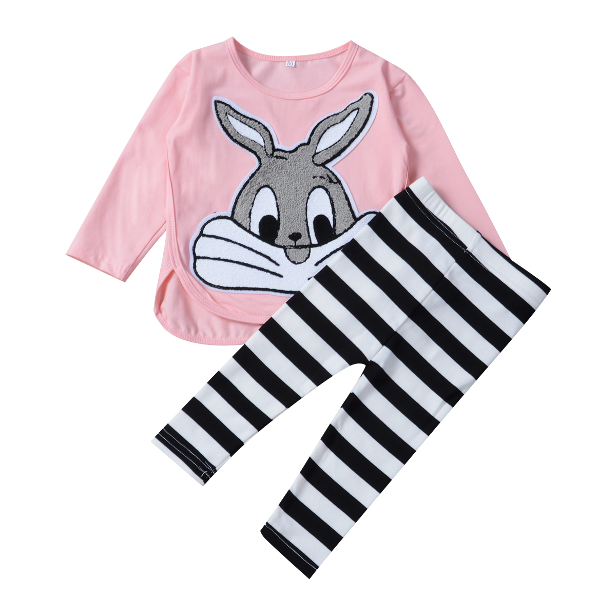 Toddler Infant Baby Girl Long Sleeve Cartoon Bunny TShirt Tops Striped