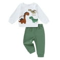 thumbnail image 1 of Toddler Infant Boy Dinosaur Fall Outfit Clothes Baby Long Sleeve Animal Polluver Tops Sweatsuit Pants 9M-4Y, 1 of 5