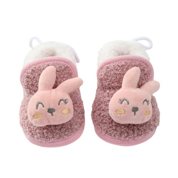 Toddler Infant Fluffy Slipper Winter Crib Shoes First Walker Indoor Bedroom Shoes Cute Cartoon House Slippers Boys Girls Soft Anti-slip Sole Shoes,0-18M