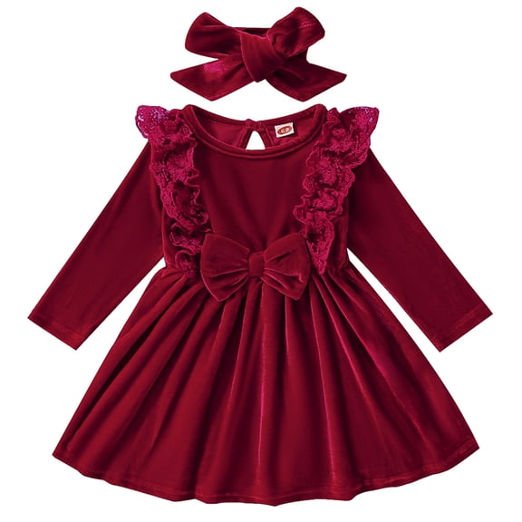 Toddler Infant Girls Velvet Princess Dress Long Sleeve Casual Christmas Birthday Gown Autumn Winter Wedding Dresses Outfits