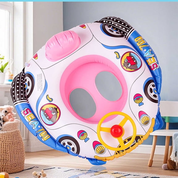 Toddler Inflatable Swim Ring, Cute Car Shaped Pool Float, Fun Inflatable Pool Toy for Family Water Activities