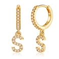 thumbnail image 1 of Initial Earrings for Women S925 Sterling Silver Post Hypoallergenic Letter Huggie Hoop Earrings, 1 of 5
