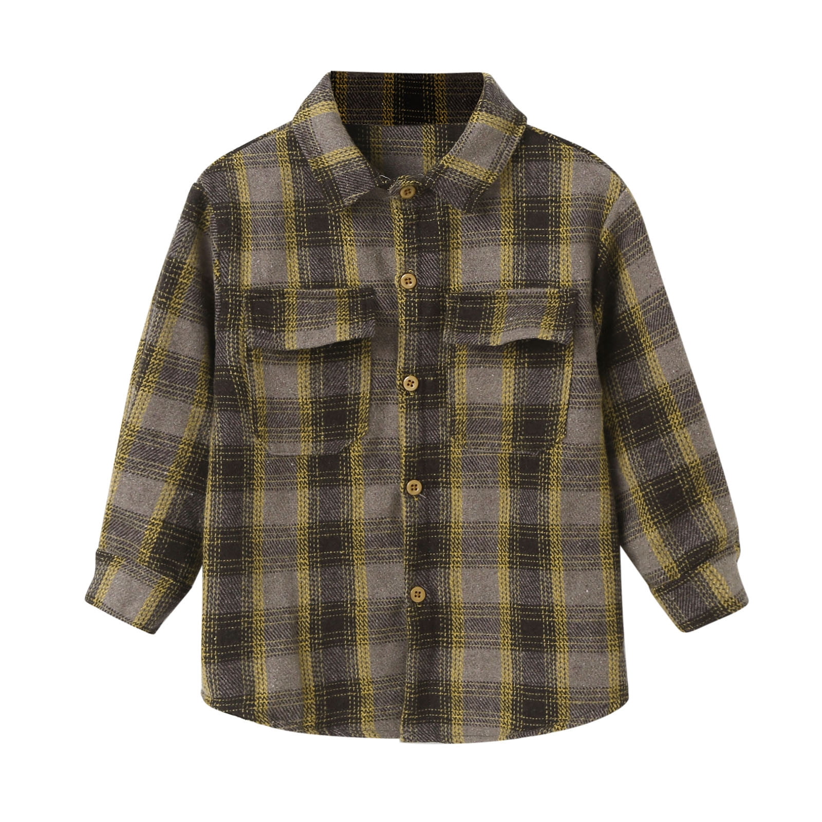 Toddler Jacket Baby Flannel Shirt Plaid Long Sleeve Lapel Button Down Shirt Outwear Kids Top
