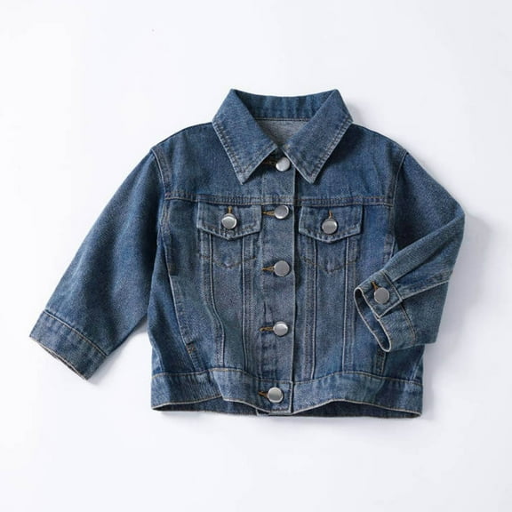Toddler Jacket Button Down Casual Basic Outwear Blue Jean Jacket Girls Toddler Girl Jackets Size 12-18 Months Boy Girl Fashion