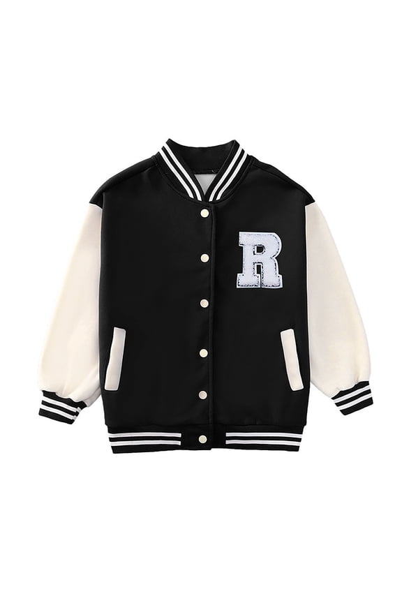 Toddler Jacket Button Kids Letter Embroidery Baseball Jacket Light Jacket Girls Winter Jacket 3-4 Years Winter Coat Boys