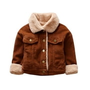 AOMPMSDX Toddler Jacket Winter Boys Girls Long Sleeve Solid Color Thicken Windproof Warm Outwear Kids Top Coat & Outerwear Brown 12 Months-18 Months