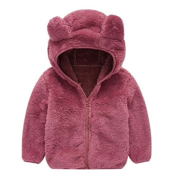 AOMPMSDX Coat Warm Ear Cute Boy Hooded Baby Kids Outwear Toddler Thick Zipper Girls Coat&jacket Girls Coat&jacket Red 4 Years-5 Years