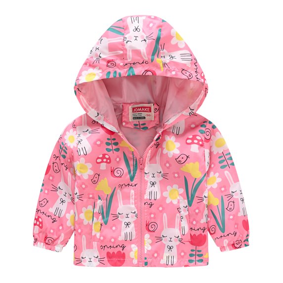 Toddler Jacket with Hooded Cartoon Lightweight Baby Girls Boys Spring Easter Rabbit Windbreaker Outerwear for Kids 3-4T