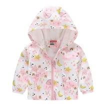 Toddler Jacket with Hooded Cartoon Lightweight Baby Girls Boys Spring Windbreaker Outerwear for Kids 24 months 2T