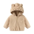 thumbnail image 1 of Toddler Jackets Boys Girl And Boy Jacket Casual Fuzzy Zip Up Thick Warm Hoodie Coat Toddler Fall Winter Children Blouse Outfit Outdoor (Khaki-1,80 9-12 Months) Girls Tops, 1 of 5
