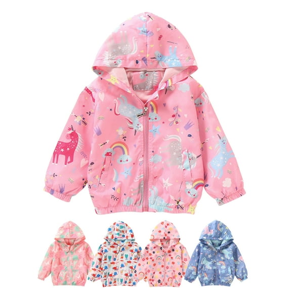 Toddler Jackets Girls Fall Windbreaker Outerwear Lightweight Coat Long Sleeve Casual Hoodie 3-8 Years