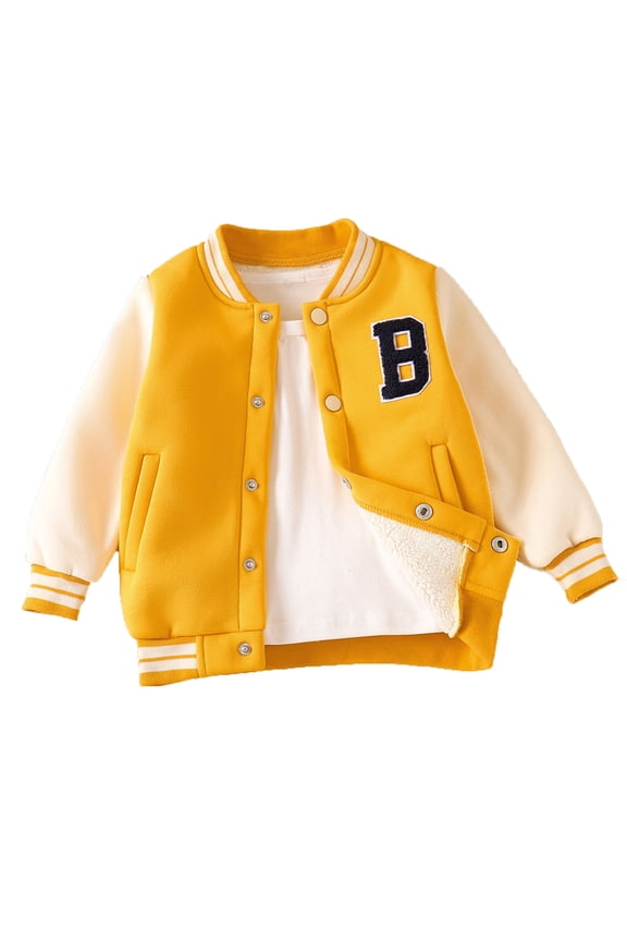Toddler Jackets for Boys Button Letter Embroidery Baseball Jacket Boys Light Jacket Girls Fall Jacket Girls Winter Coat 3-4 Years