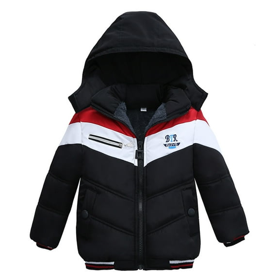 Toddler Jackets for Boys Ski Jacket Zipper Windproof Coat Stripe Winter Hooded Thermal Coat Boy Jacket 18M-24M