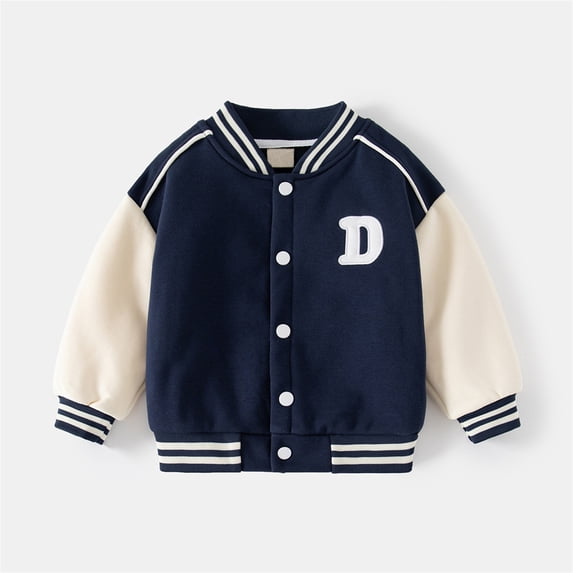 Toddler Jackets for Girls Button Letter Embroidery Baseball Jacket for Girls Light Jacket Girls Fall Jacket Boys Winter Clothes 3-4 Years