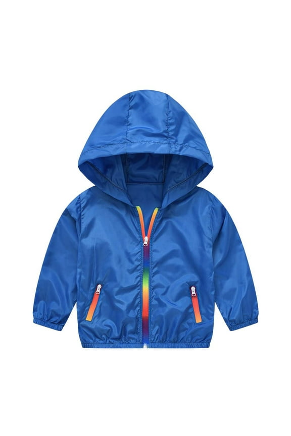 Toddler Jackets for Girls Summer Sunscreen Rainbow Windbreakers Hooded Outerwear Zipper Coats Girls Jackets 4T-5T
