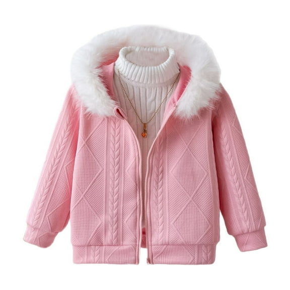 Toddler Jackets for Girls Zip up Hooded Knited Girls Pink Jacket Light Jacket Fall Jacket Clothes for Girls 2-3 Years
