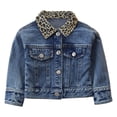 thumbnail image 1 of Toddler Jean Jackets For Kids Girls Lapel Button Leopard Baby Casual Long Sleeve Spring Autumn Windproof Coat Outwear Clothes Size 4-5T, 1 of 8