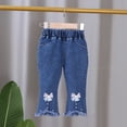 thumbnail image 1 of Toddler Jeans Embroidered Jeans Girls Bell Bottoms with Pockets High Waist Wide Leg Jeans for Toddler Girls 3-4 Years, 1 of 4