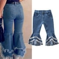 thumbnail image 1 of Jeans for Kids Girls Flare Jeans Embroidered High Waisted Girls Wide Leg Pants with Pockets for Teen Girls 5-6 Years, 1 of 8