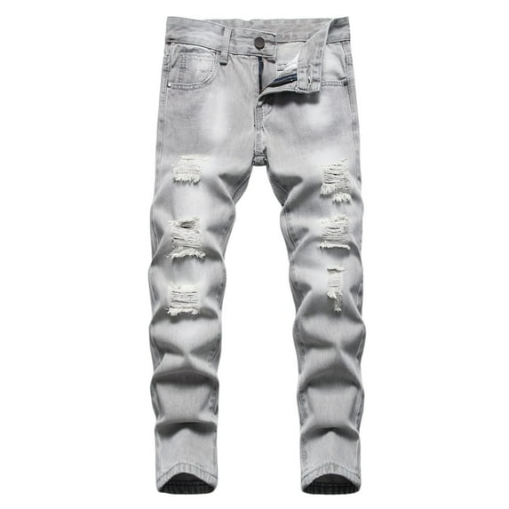 Toddler Jeans Summer Elastic Waist Boys Jeans Casual With Pocket Baggy Vintage Hip Hop Toddler Pants Grey 3 Years-4 Years