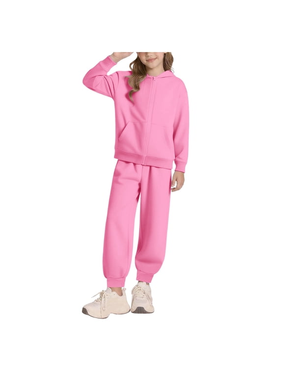 Toddler Jogger Pants Set 2 Piece Boys Zip Up Athletic Sweatsuit Hoodie Jacket and Joggers Sweatpants Lightweight Fleece Sportswear Set for Kids