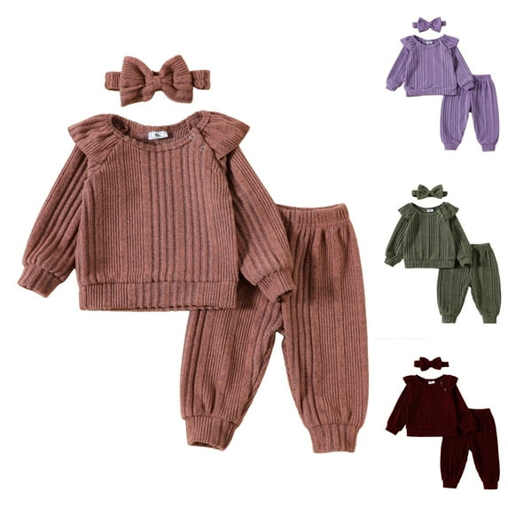 Toddler Jogger Pants Set Toddler Baby Girl Clothes Infant Girl Outfits Fall Ruffle Floral T-Shirt Top Pants Set Winter Spring Clothes