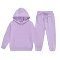 thumbnail image 1 of Toddler Joggers Set Girls 5t Solid Long Sleeve Casual Hoodie Pullover Sweatshirt Tracksuit Jogger Sweatpants Fall Outfits for Girls Purple,2-3 Years, 1 of 5