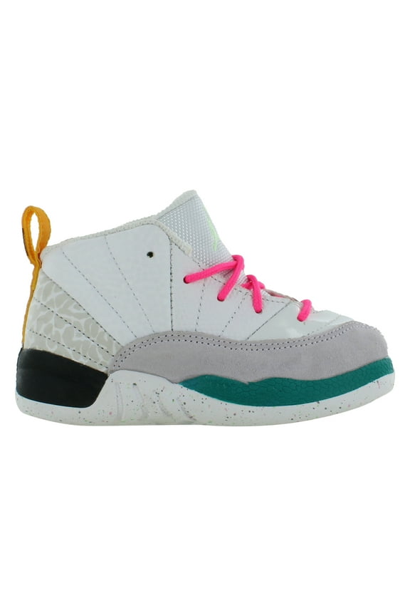Jordan 12 Retro Infant/Toddler Shoes Size 8, Color: White/Vapor Green/Photon Dust