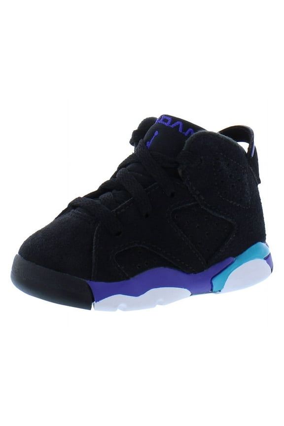 Jordan 6 Retro Infant/Toddler Shoes Size 4, Color: Black/Bright Concord/Aquatone